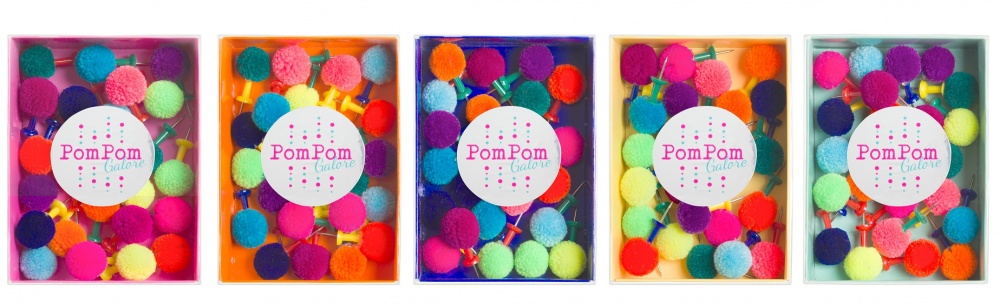 Set of 24 Colourful Pom pom Push Pins by Pompom Galore